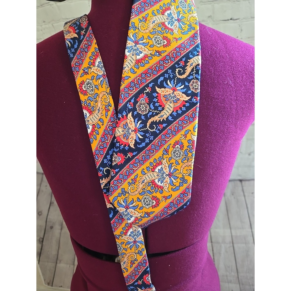 TINO COSMA Silk tie Made in Italy Orange Blue Paisley Luxury Flamboyant